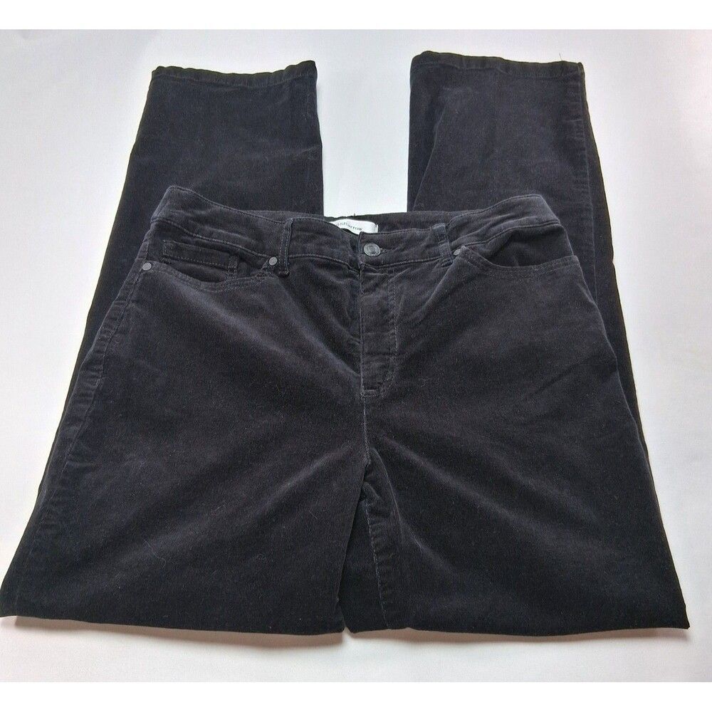 Croft & Barrow Black Corduroy Pants Size 10 Stretch Straight Leg Dark Academia
